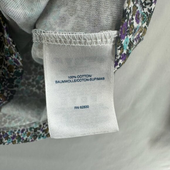 Lands End Top Women S Relaxed Fit Supima Crew Neck Long Sleeve Floral Multicolor - Picture 11 of 11